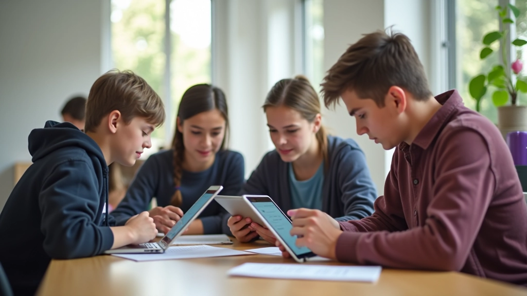 Studenti che usano un portale scolastico su tablet
